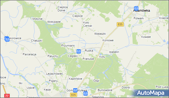 mapa Rudka gmina Sieniawa, Rudka gmina Sieniawa na mapie Targeo