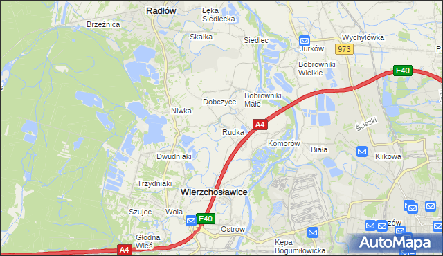 mapa Rudka gmina Wierzchosławice, Rudka gmina Wierzchosławice na mapie Targeo