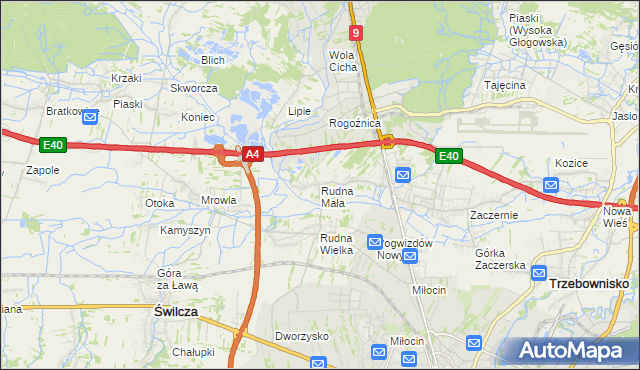 mapa Rudna Mała gmina Głogów Małopolski, Rudna Mała gmina Głogów Małopolski na mapie Targeo