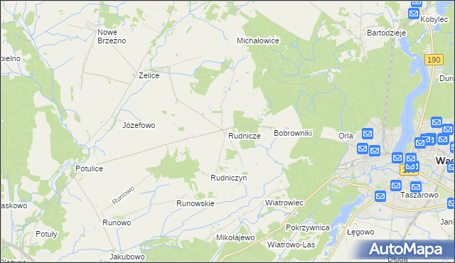 mapa Rudnicze gmina Wągrowiec, Rudnicze gmina Wągrowiec na mapie Targeo