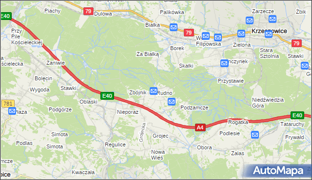 mapa Rudno gmina Krzeszowice, Rudno gmina Krzeszowice na mapie Targeo