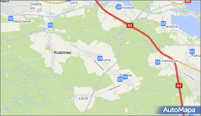 mapa Rudno gmina Rudziniec, Rudno gmina Rudziniec na mapie Targeo
