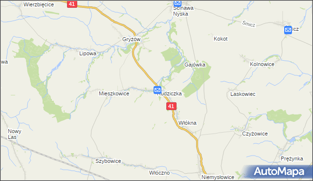 mapa Rudziczka gmina Prudnik, Rudziczka gmina Prudnik na mapie Targeo
