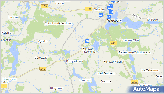 mapa Runowo Krajeńskie, Runowo Krajeńskie na mapie Targeo