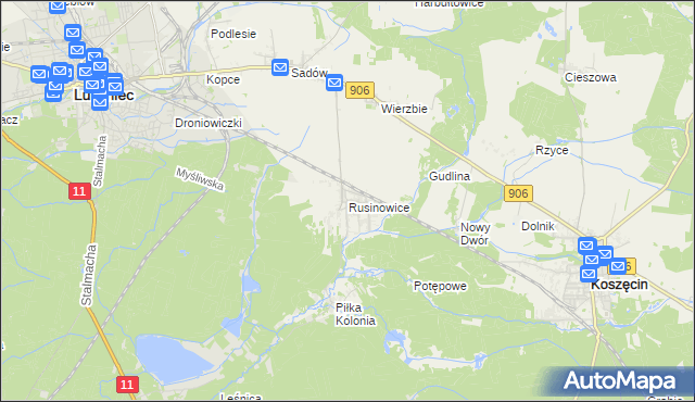 mapa Rusinowice, Rusinowice na mapie Targeo