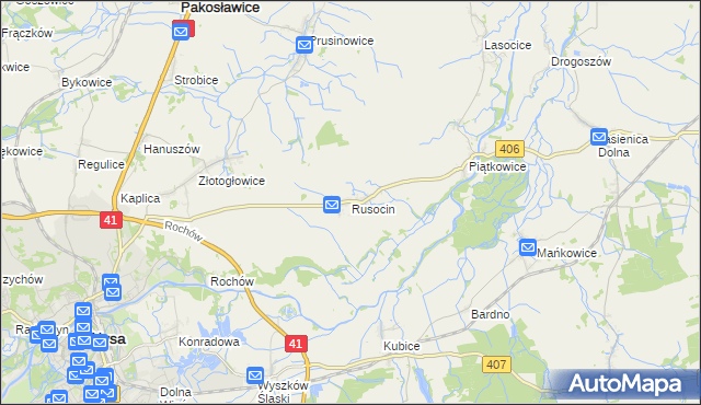 mapa Rusocin gmina Nysa, Rusocin gmina Nysa na mapie Targeo