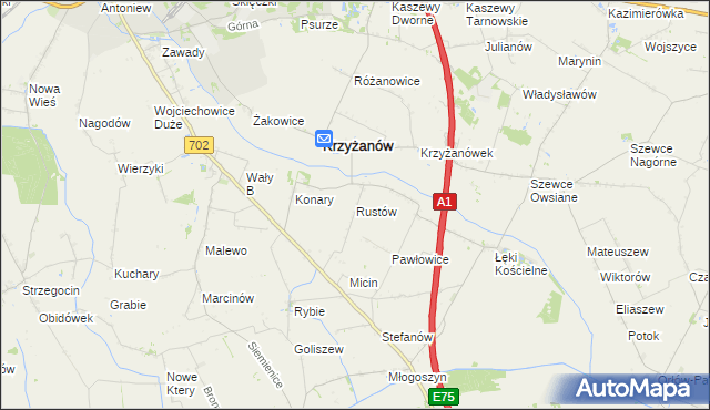 mapa Rustów, Rustów na mapie Targeo