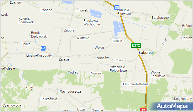 mapa Ruszów gmina Łabunie, Ruszów gmina Łabunie na mapie Targeo