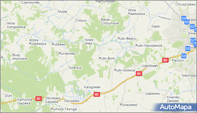 mapa Rutki-Borki, Rutki-Borki na mapie Targeo