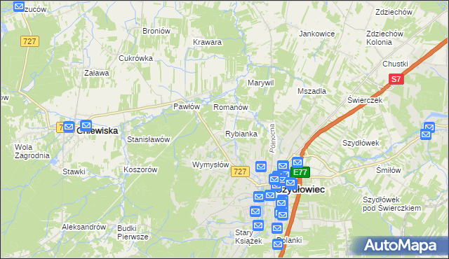 mapa Rybianka, Rybianka na mapie Targeo