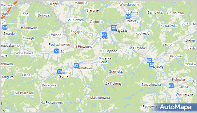 mapa Rycerka Dolna, Rycerka Dolna na mapie Targeo