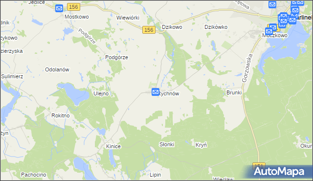 mapa Rychnów gmina Barlinek, Rychnów gmina Barlinek na mapie Targeo