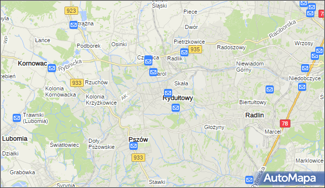 mapa Rydułtowy, Rydułtowy na mapie Targeo