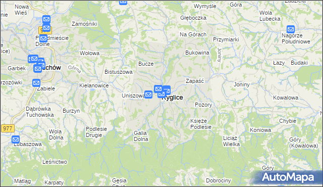 mapa Ryglice, Ryglice na mapie Targeo