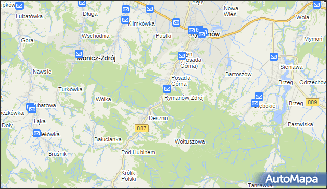 mapa Rymanów-Zdrój, Rymanów-Zdrój na mapie Targeo