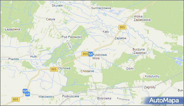 mapa Ryszkowa Wola, Ryszkowa Wola na mapie Targeo