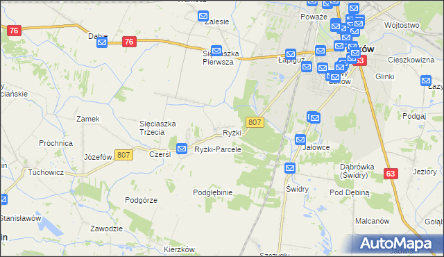 mapa Ryżki, Ryżki na mapie Targeo