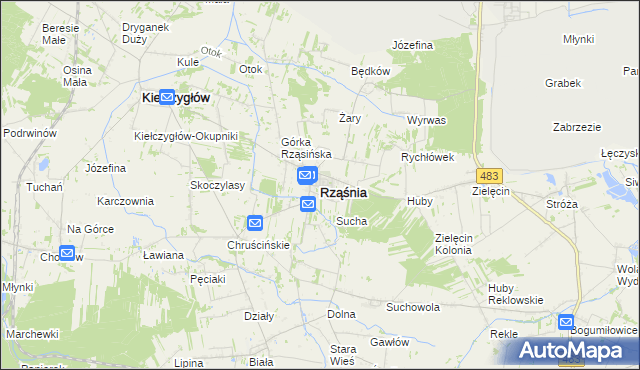 mapa Rząśnia, Rząśnia na mapie Targeo