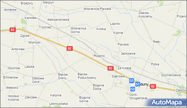 mapa Rząśno, Rząśno na mapie Targeo