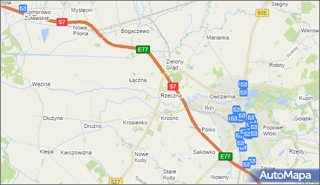 mapa Rzeczna, Rzeczna na mapie Targeo