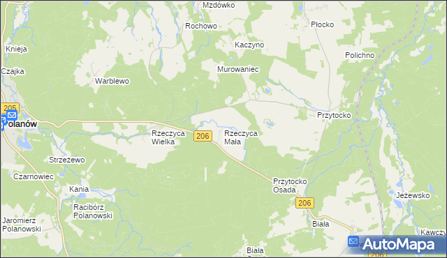 mapa Rzeczyca Mała, Rzeczyca Mała na mapie Targeo