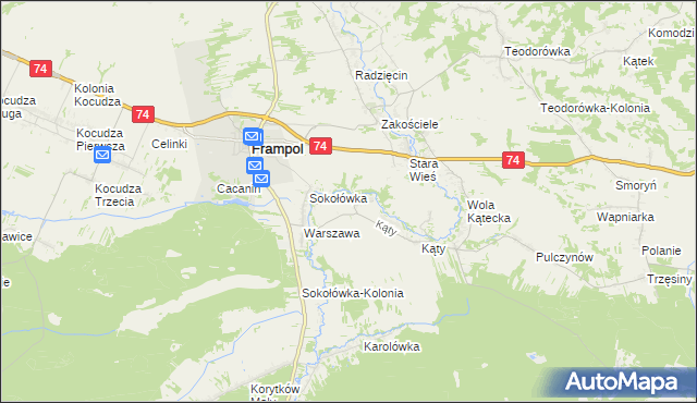 mapa Rzeczyce gmina Frampol, Rzeczyce gmina Frampol na mapie Targeo