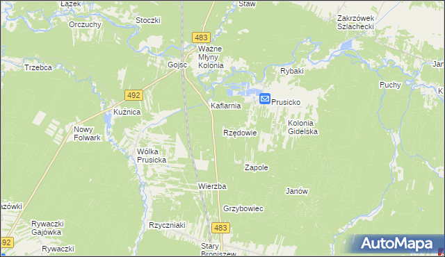 mapa Rzędowie, Rzędowie na mapie Targeo