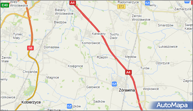 mapa Rzeplin gmina Żórawina, Rzeplin gmina Żórawina na mapie Targeo