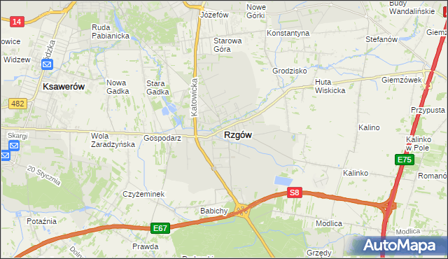 mapa Rzgów powiat łódzki wschodni, Rzgów powiat łódzki wschodni na mapie Targeo