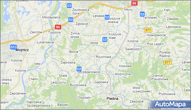 mapa Rzuchowa, Rzuchowa na mapie Targeo