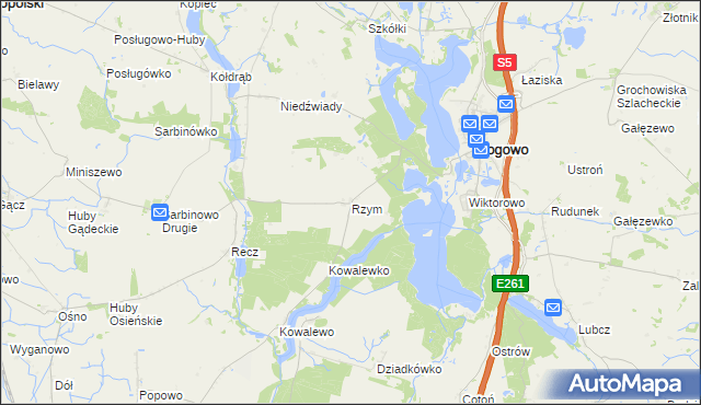 mapa Rzym gmina Rogowo, Rzym gmina Rogowo na mapie Targeo