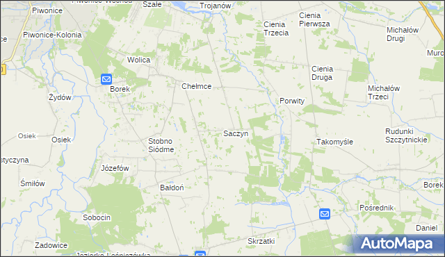 mapa Saczyn, Saczyn na mapie Targeo
