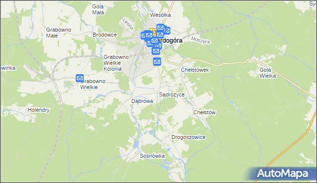 mapa Sądrożyce, Sądrożyce na mapie Targeo