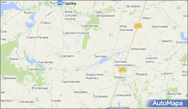 mapa Sarnowo gmina Lubraniec, Sarnowo gmina Lubraniec na mapie Targeo