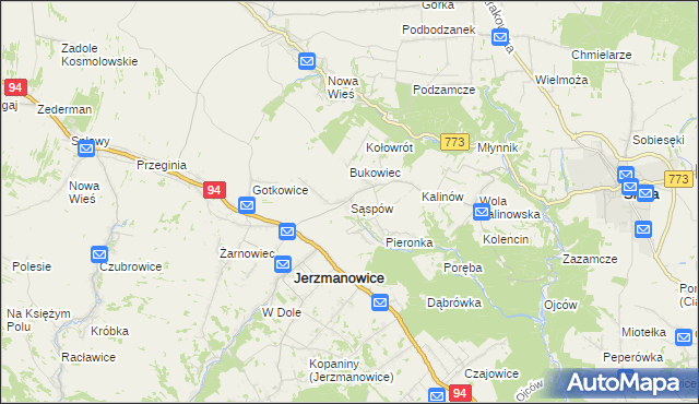 mapa Sąspów, Sąspów na mapie Targeo