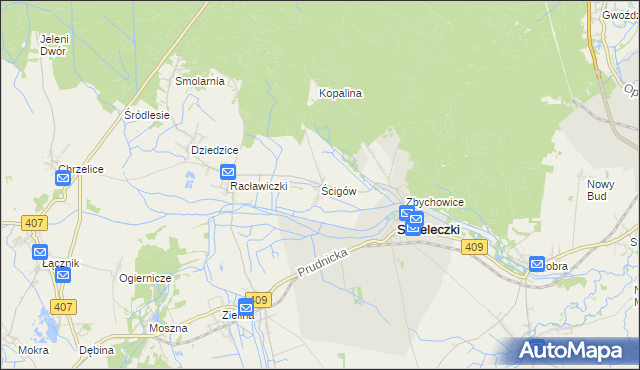 mapa Ścigów, Ścigów na mapie Targeo