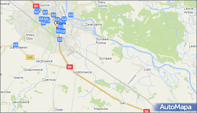 mapa Ścinawa gmina Oława, Ścinawa gmina Oława na mapie Targeo