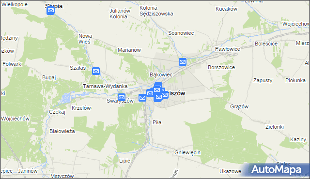 mapa Sędziszów, Sędziszów na mapie Targeo