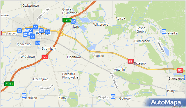 mapa Siedlec gmina Kostrzyn, Siedlec gmina Kostrzyn na mapie Targeo
