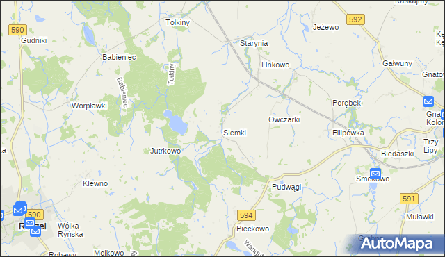 mapa Siemki, Siemki na mapie Targeo