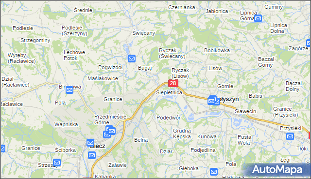 mapa Siepietnica, Siepietnica na mapie Targeo