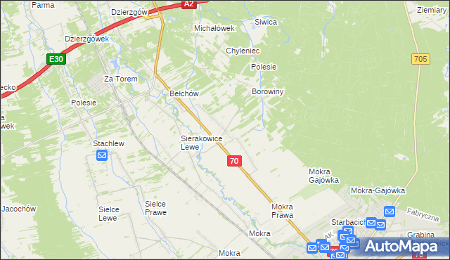 mapa Sierakowice Prawe, Sierakowice Prawe na mapie Targeo