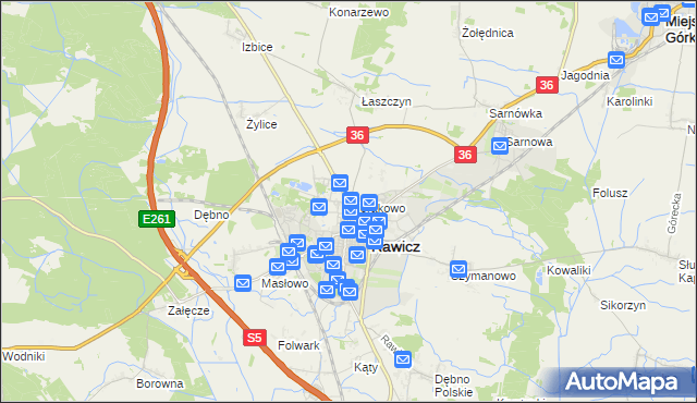 mapa Sierakowo gmina Rawicz, Sierakowo gmina Rawicz na mapie Targeo