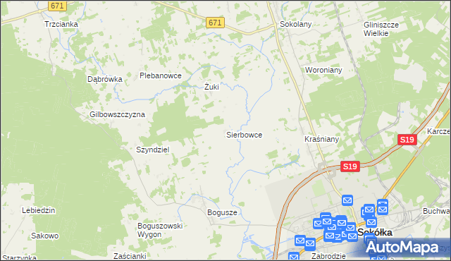 mapa Sierbowce, Sierbowce na mapie Targeo