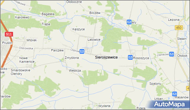mapa Sieroszewice, Sieroszewice na mapie Targeo