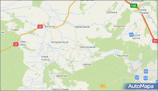 mapa Sieroszowice, Sieroszowice na mapie Targeo