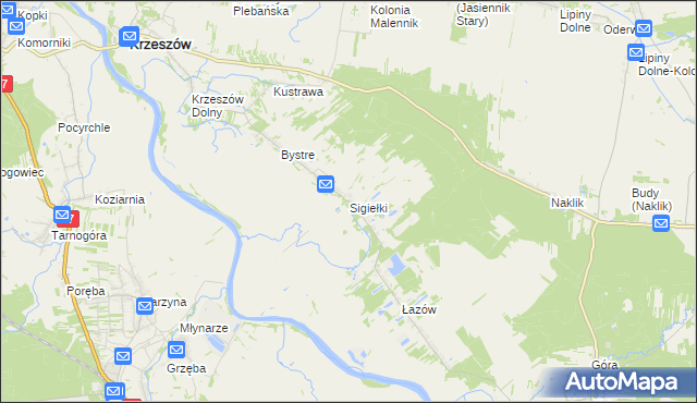 mapa Sigiełki, Sigiełki na mapie Targeo