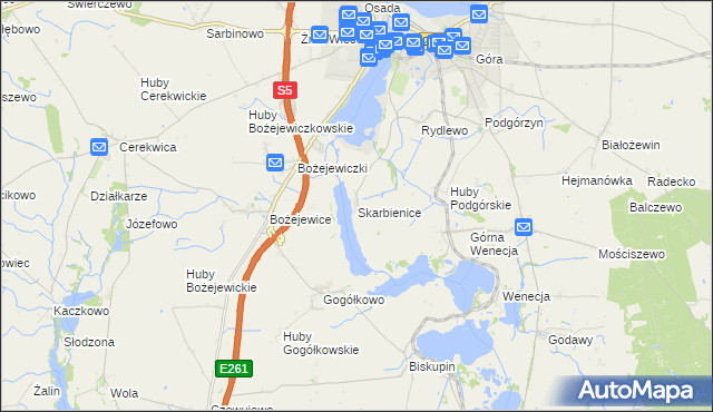 mapa Skarbienice, Skarbienice na mapie Targeo