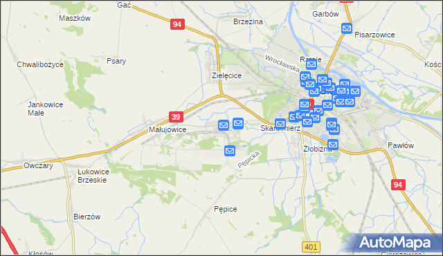 mapa Skarbimierz-Osiedle, Skarbimierz-Osiedle na mapie Targeo