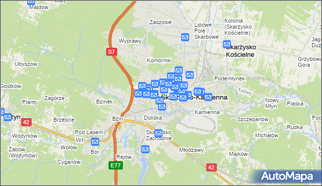 mapa Skarżysko-Kamienna, Skarżysko-Kamienna na mapie Targeo